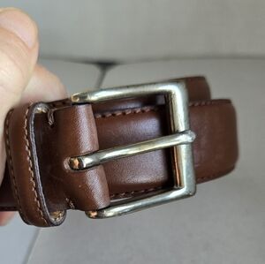 RALPH LAUREN Belt Leather Size 32 Unisex Brown Silvertone Buckle